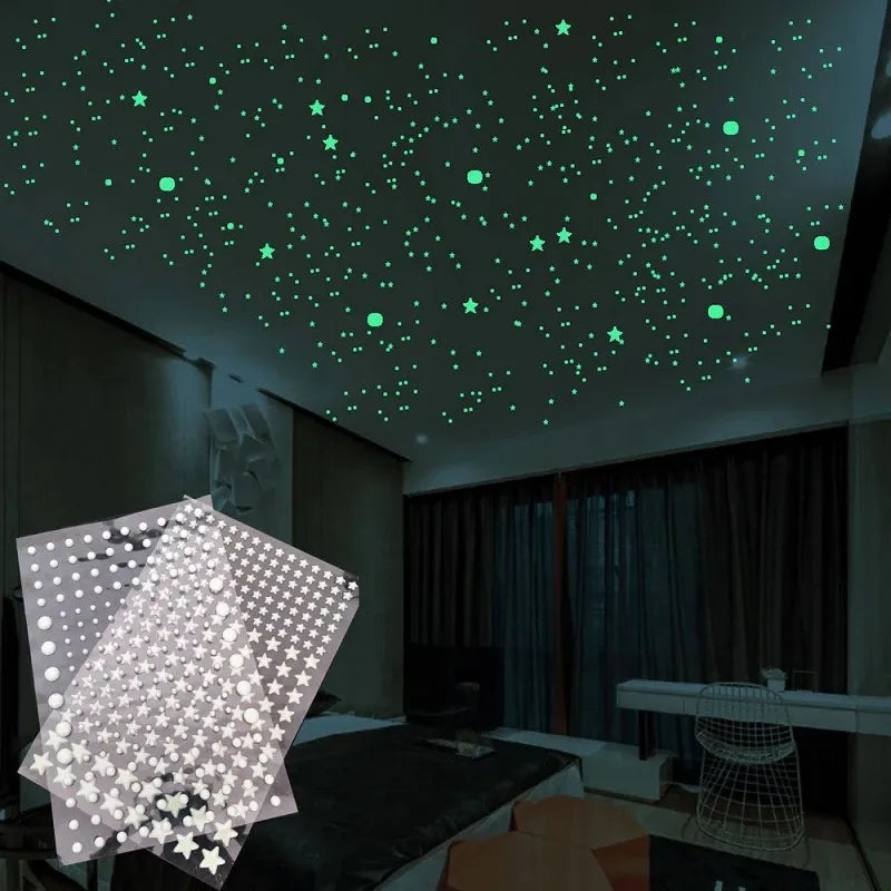 Luminous 3D Glow-in-the-Dark Star and Moon Wall Stickers
