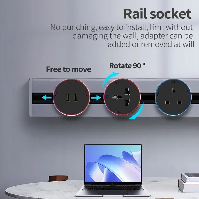 Wall Mounted Track Socket UK US AU EU Standard