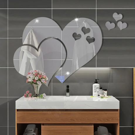 3D Love Heart Acrylic Wall Stickers for Home Decoration