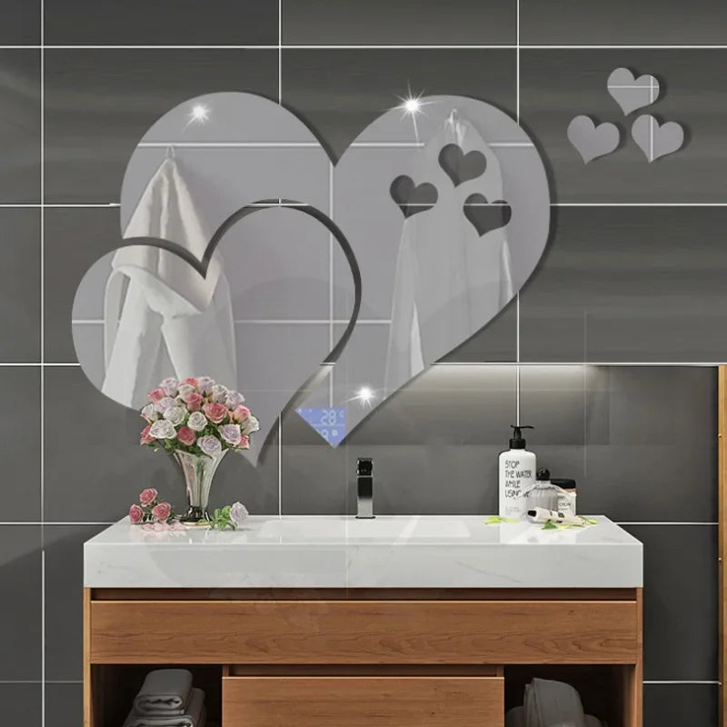 3D Love Heart Acrylic Wall Stickers for Home Decoration