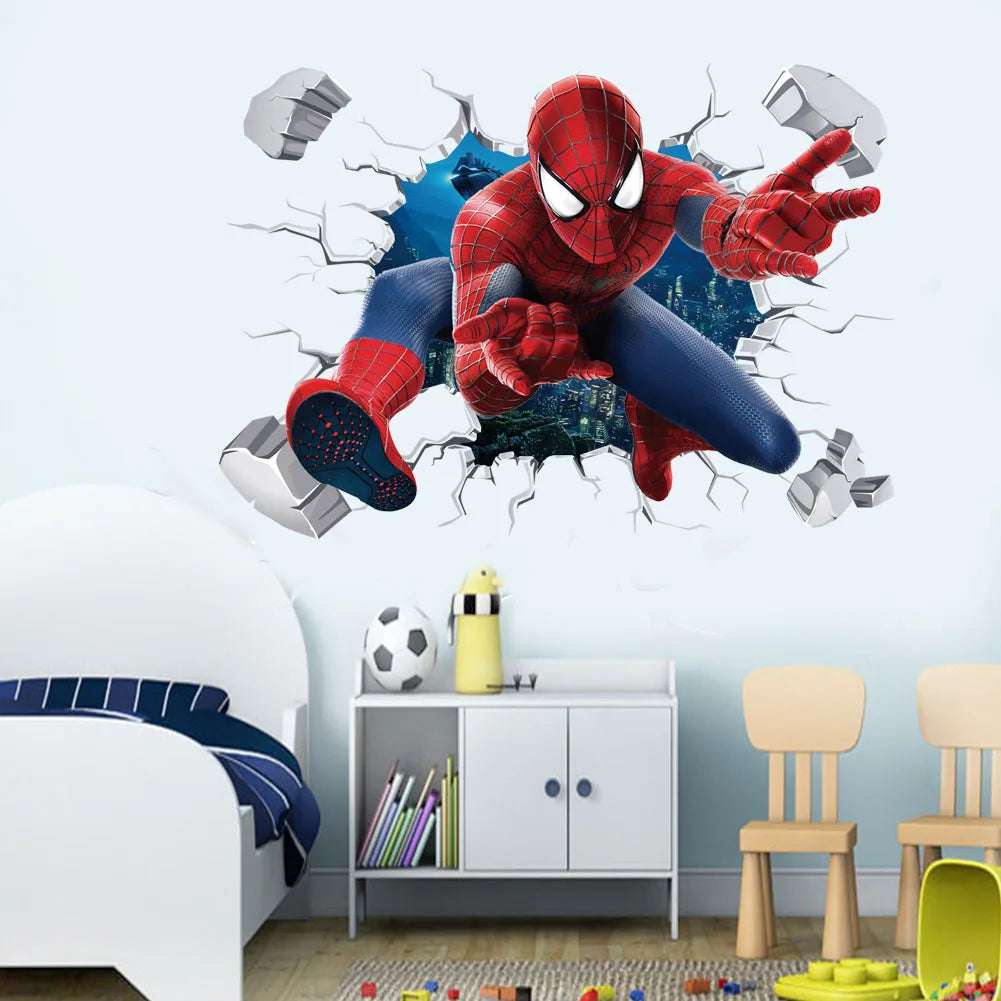 Spiderman Captain America Hulk Wall Stickers for Kids Room Decor