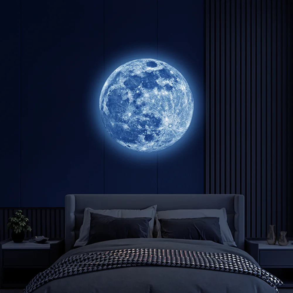 Luminous 3D Moon Wall Sticker - Glow in the Dark PVC Decal