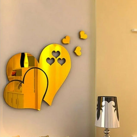 3D Love Heart Acrylic Wall Stickers for Home Decoration