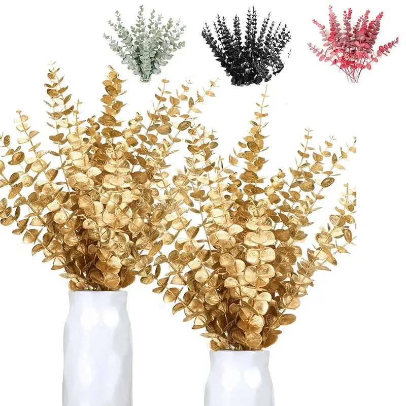 10pcs Artificial Eucalyptus Stems for Home Bouquet and Decoration