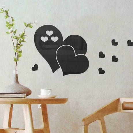 3D Love Heart Acrylic Wall Stickers for Home Decoration