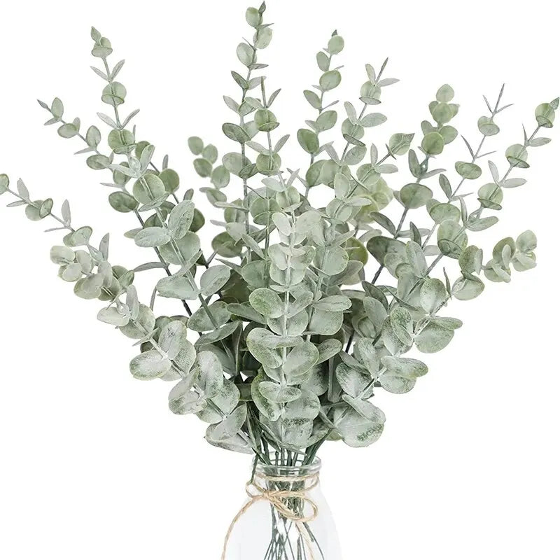 10pcs Artificial Eucalyptus Stems for Home Bouquet and Decoration