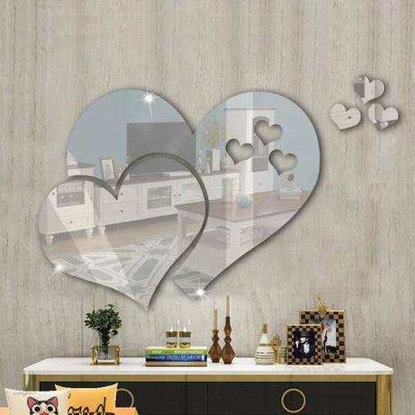 3D Love Heart Acrylic Wall Stickers for Home Decoration